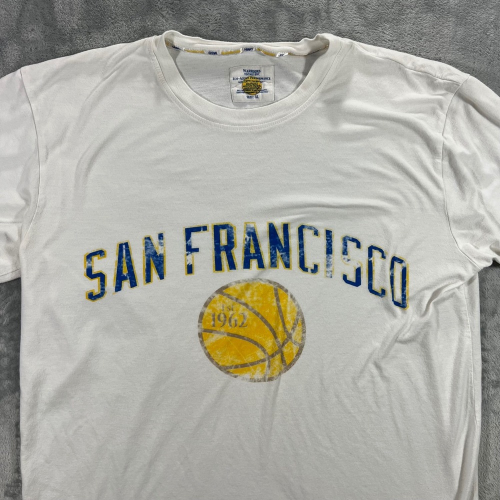 SAN FRANCISCO WARRIORS Vintage HWC‎ T-Shirt Mens XL White 1962 Bamboo